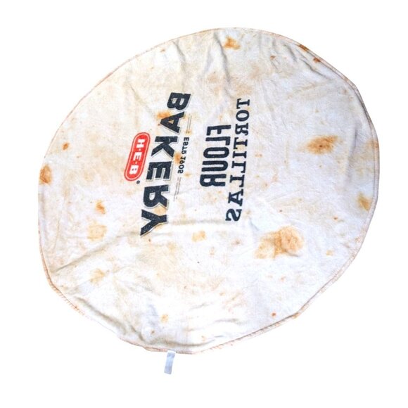 H-E-B Bakery Flour Tortilla Throw Blanket 67" Large Round Soft Fleece Plush - Picture 2 of 3